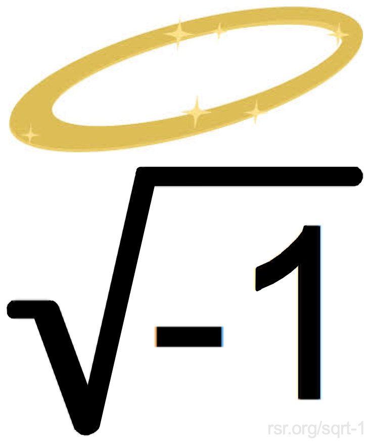 The mathematical symbol for the square root of negative one with a halo over it. :)